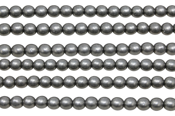 Czech Glass 6mm  Round -- Metallic Frost Grey