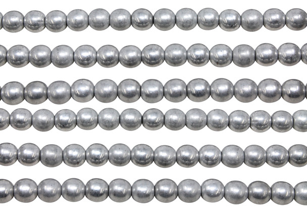 Czech Glass 6mm  Round -- Silver