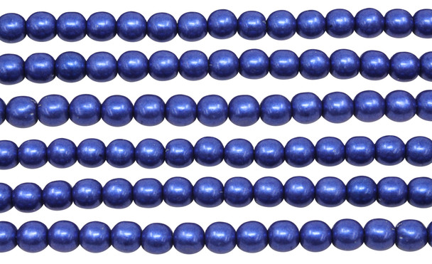 Czech Glass 6mm  Round -- Metallic Lapis Blue