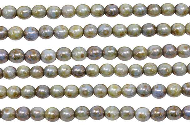 Czech Glass 6mm  Round -- Luster - Opaque Green
