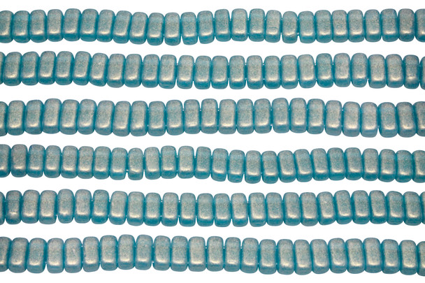 CzechMates® 6x3mm 2 Hole Bricks -- Sueded Gold Teal