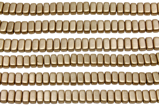 CzechMates® 6x3mm 2 Hole Bricks -- Matte Metallic Flax