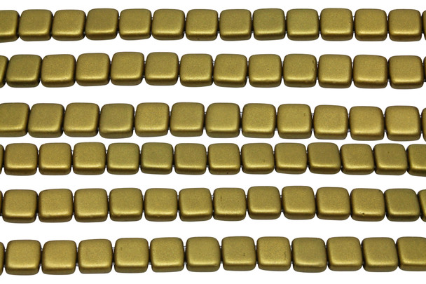 CzechMates® 6mm 2 Hole Tile -- Matte Metallic Aztec Gold