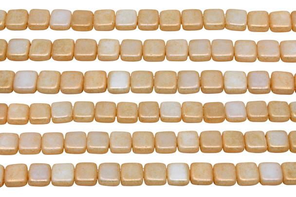 CzechMates® 6mm 2 Hole Tile -- Milky Antique Shimmer