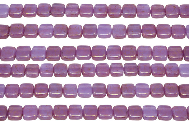 CzechMates® 6mm 2 Hole Tile -- Pink / Topaz Luster Milky Alexandrite