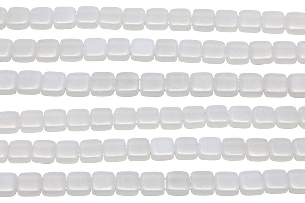CzechMates® 6mm 2 Hole Tile -- Gold Suede Milky White