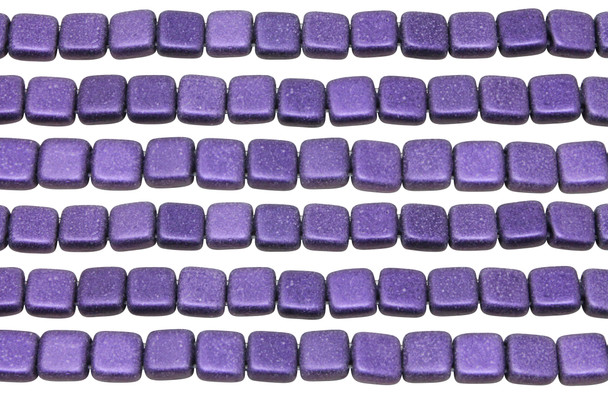 CzechMates® 6mm 2 Hole Tile -- Metallic Suede Purple