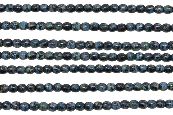 Czech Glass 3mm  Round -- Jet Picasso