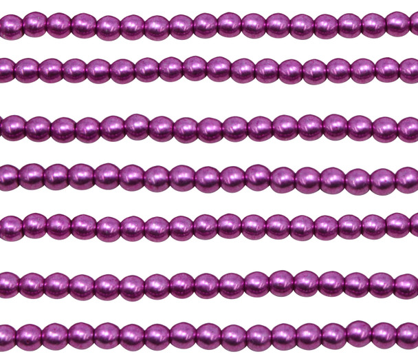 Czech Glass 3mm  Round -- Metallic Pink Yarrow