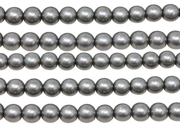 Czech Glass 8mm Round -- Metallic Frost Grey