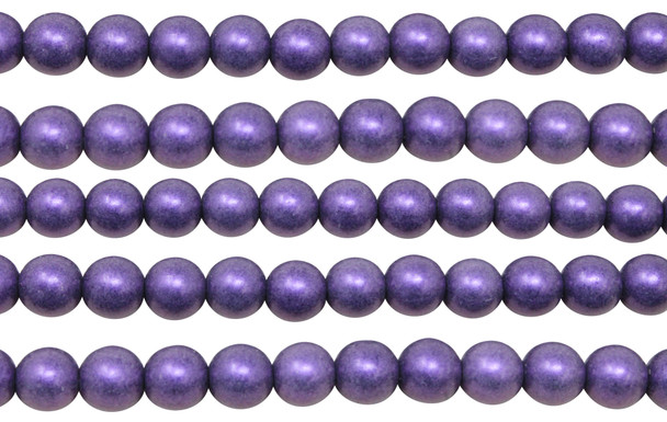 Czech Glass 8mm Round -- Metallic Suede Purple