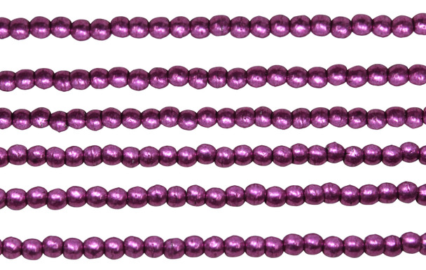 Czech Glass 2mm Round -- Sueded Gold Fuchsia Red