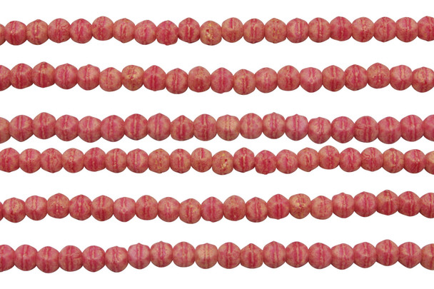 Czech Glass 3mm English Cut Round -- Pacifica Strawberry