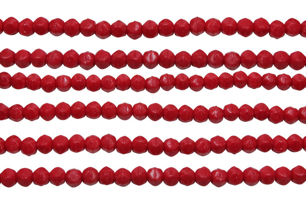 Czech Glass 3mm English Cut Round -- Opaque Red