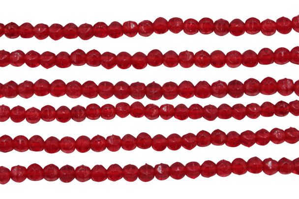 Czech Glass 3mm English Cut Round -- Siam Ruby