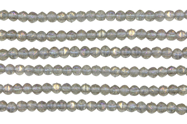 Czech Glass 3mm English Cut Round -- Luster Iris Black Diamond