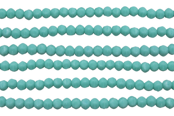 Czech Glass 3mm English Cut Round -- Matte Turquoise