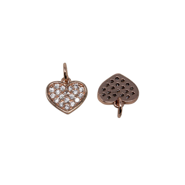 Rose Gold Micro Pave 9mm Heart Charm