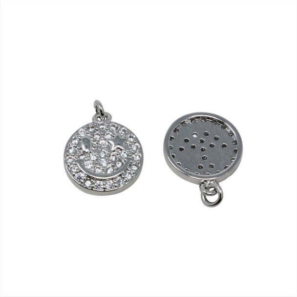 Silver Plated Micro Pave 13mm Smile Charm