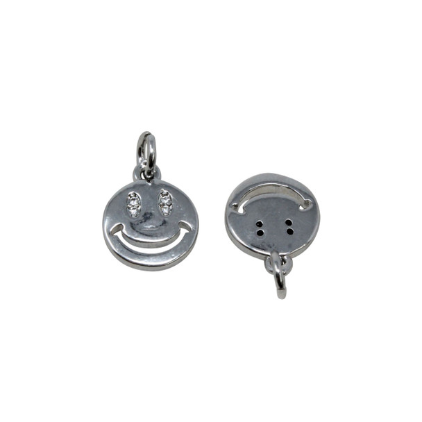 Silver Plated Micro Pave 10mm Smile Charm