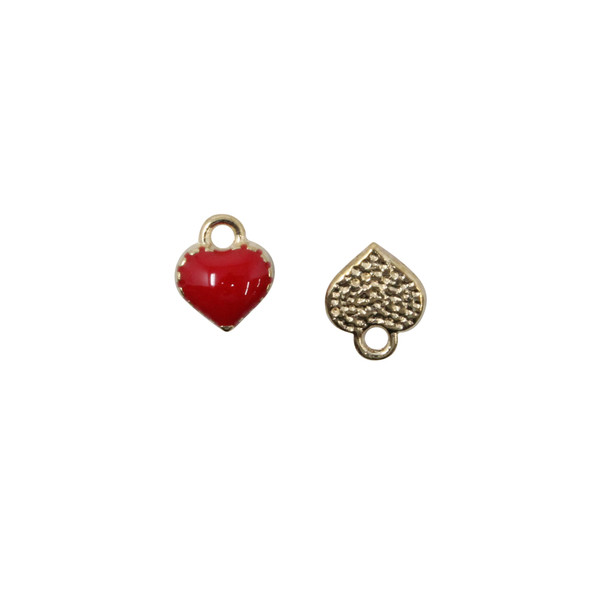 Gold Plated Enamel 7mm Red Heart Charm