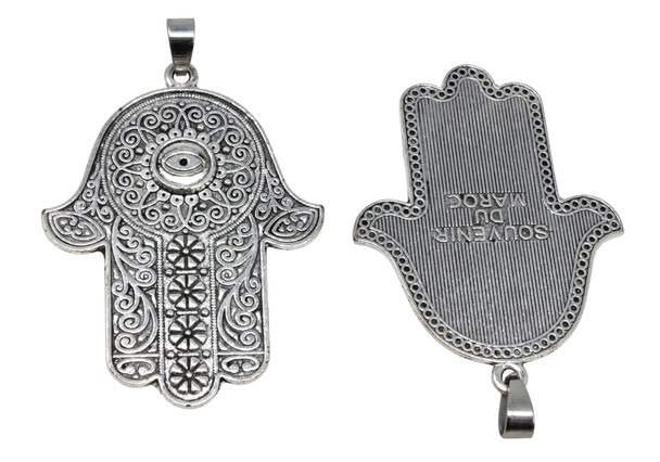 Tibetan Style Antique Silver Plated Alloy 45mm Hamsa Pendant