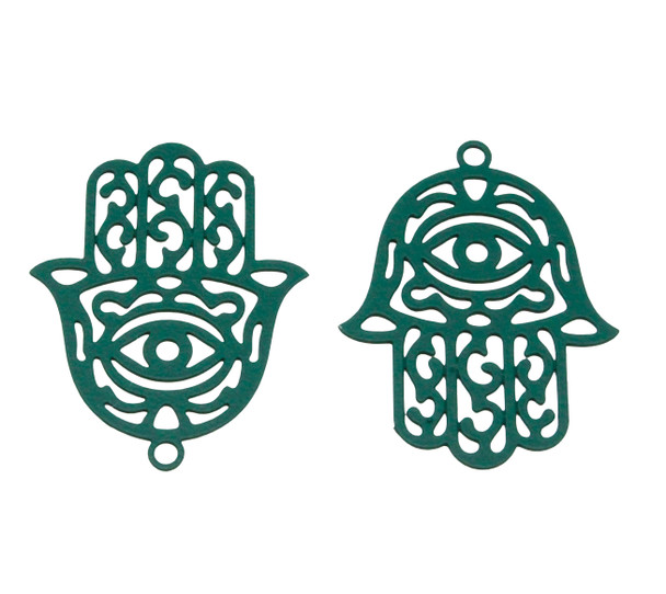 Green Plated Stainless Steel 23x18mm Hamsa Charm