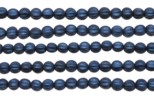 Czech Glass 5mm Melon --  Metallic Blue Suede