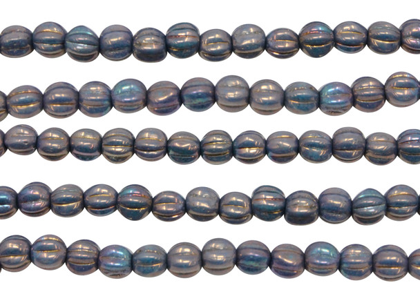 Czech Glass 5mm Melon --  Oxidized Bronze