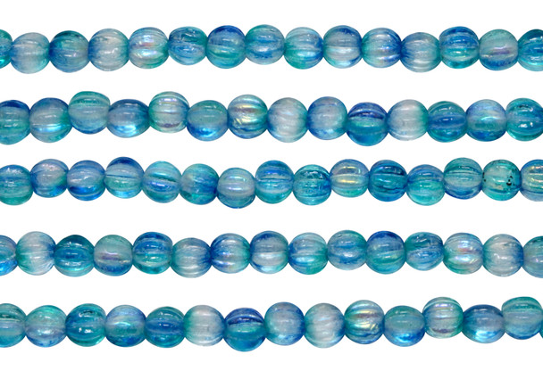 Czech Glass 5mm Melon --  Coated Deep Sea Blue