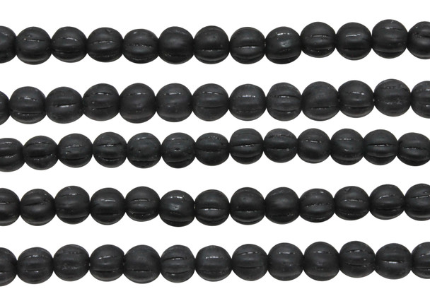 Czech Glass 5mm Melon --  Matte Jet