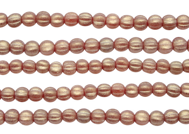 Czech Glass 5mm Melon --  Sueded Gold Ruby