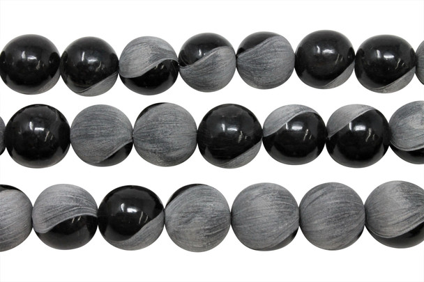 Buffalo Horn Matte / Polished 14mm Round - Yin Yang