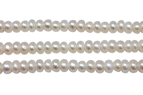 Freshwater Pearls A Grade White 7-8mm Button - 2mm Large Hole