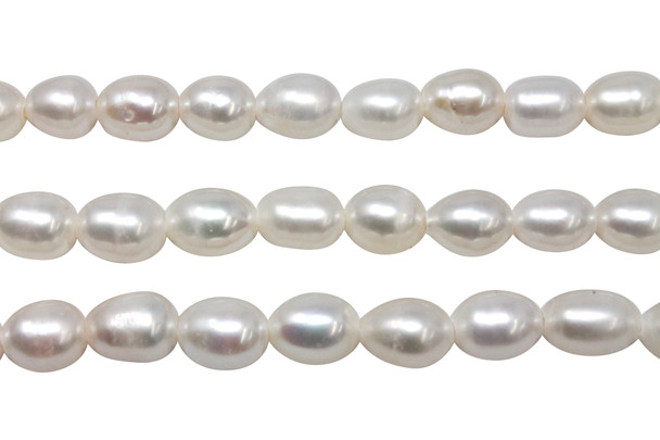 Freshwater Pearls A Grade White 8-10mm Rice 2mm Large Hole