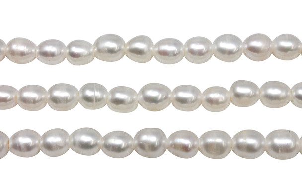 Freshwater Pearls White 7-8mm Rice 2mm Large Hole