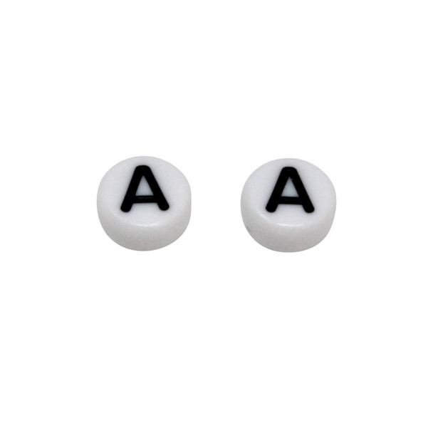Acrylic White and Black Alphabet Bead - A
