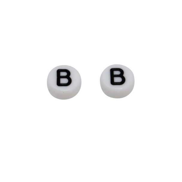 Acrylic White and Black Alphabet Bead - B