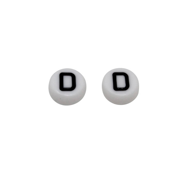 Acrylic White and Black Alphabet Bead - D