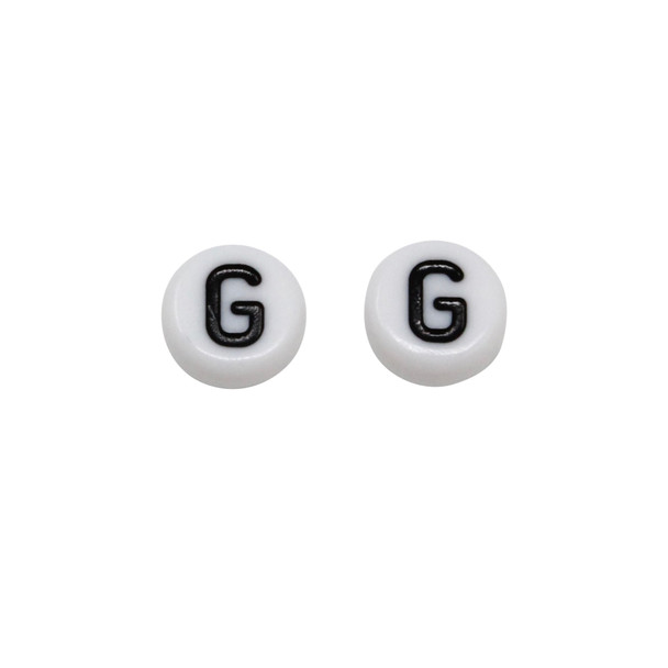 Acrylic White and Black Alphabet Bead - G