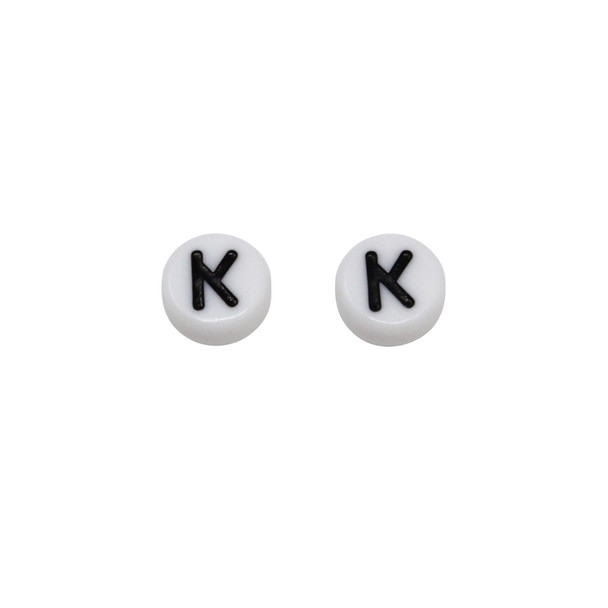 Acrylic White and Black Alphabet Bead - K