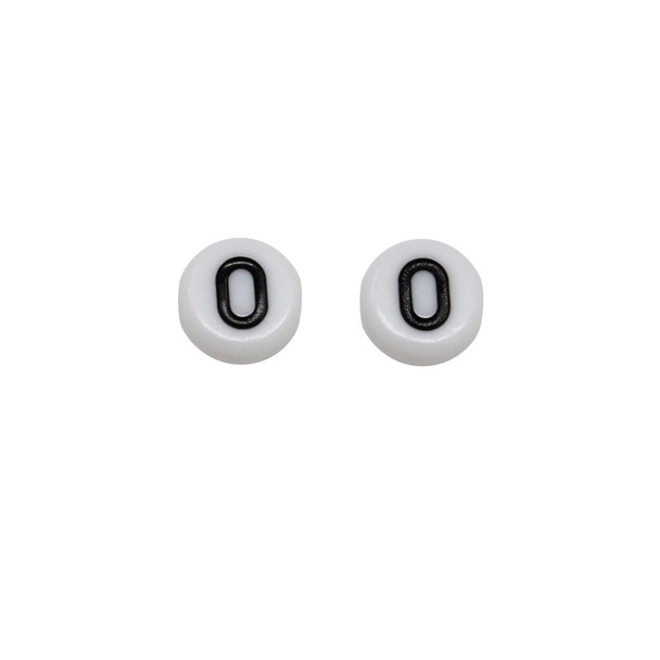 Acrylic White and Black Alphabet Bead - O