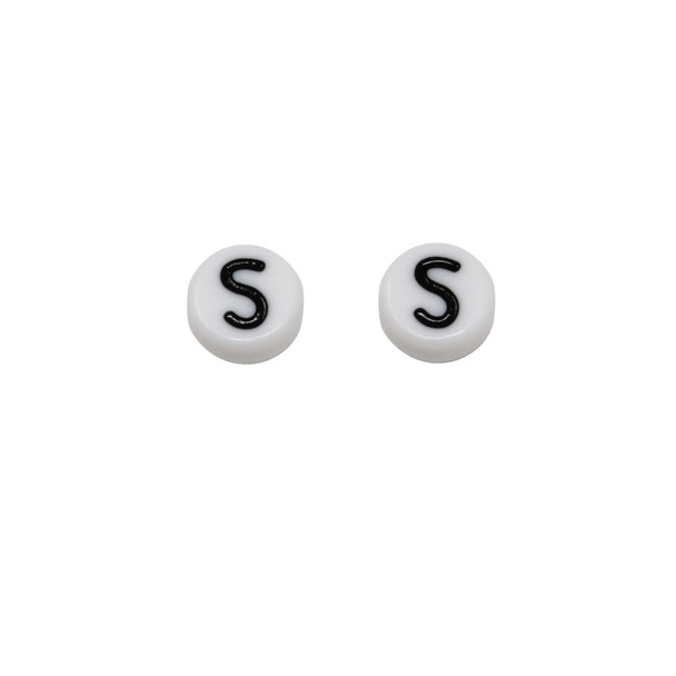 Acrylic White and Black Alphabet Bead - S