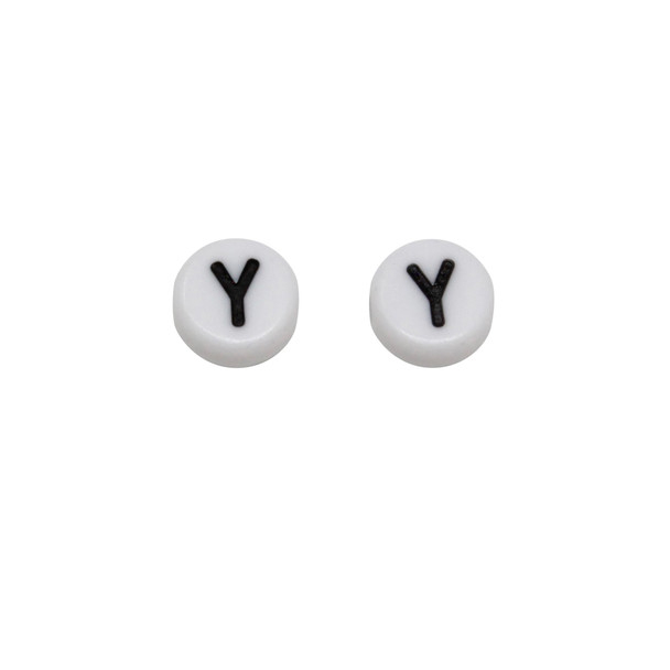Acrylic White and Black Alphabet Bead - Y