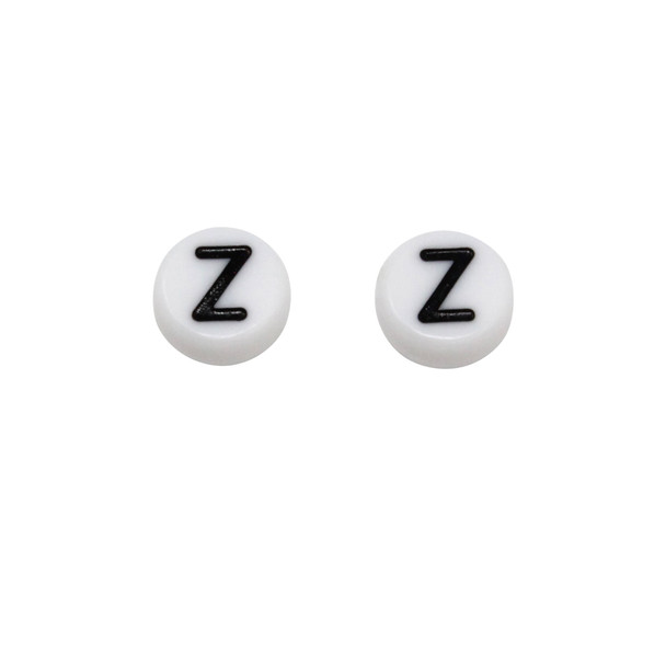 Acrylic White and Black Alphabet Bead - Z