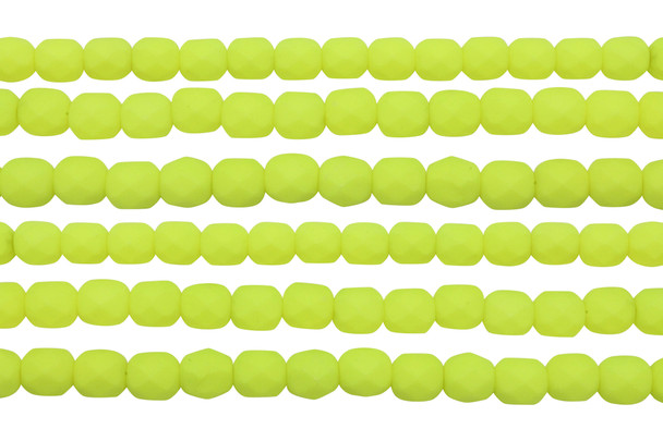 Fire Polish 6mm Faceted Round - Neon Yellow