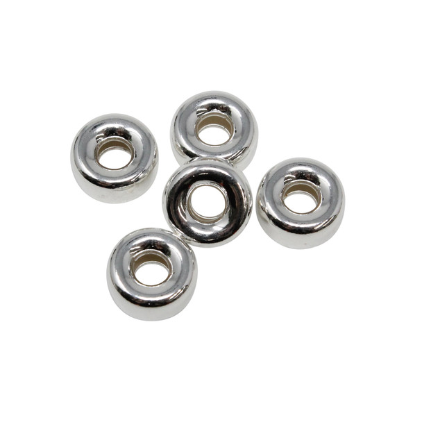 Sterling Silver 8mm Rondelle Beads - 5 Pieces