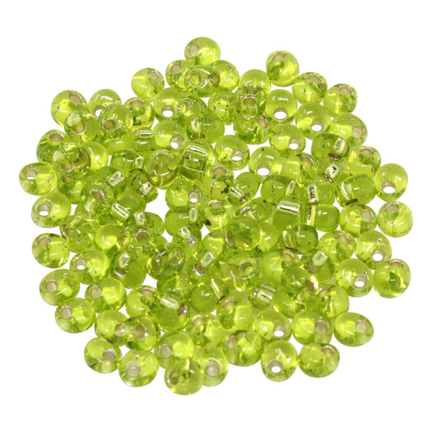 4mm Magatamas -- Chartreuse / Silver Lined