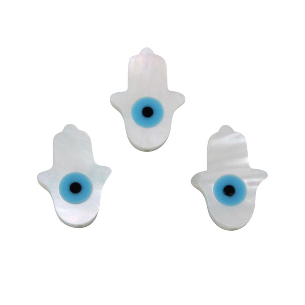 Mother of Pearl Polished 10x14mm Evil Eye Hamsa Bead