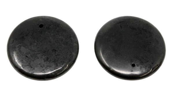 Shungite Polished 30mm Coin Bead / Pendant